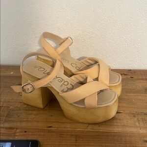 Sam Edelman Cream Platform Sandals